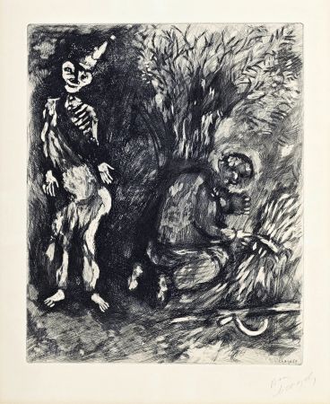 Гравюра Chagall - Fables de la Fontaine : La mort et le bucheron, 1952