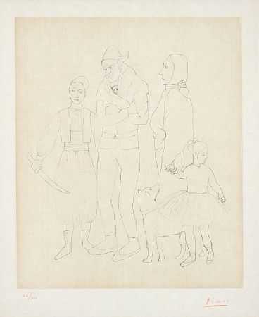 Гравюра Picasso - Famille de Saltimbanques (Family of Acrobats), c.1950