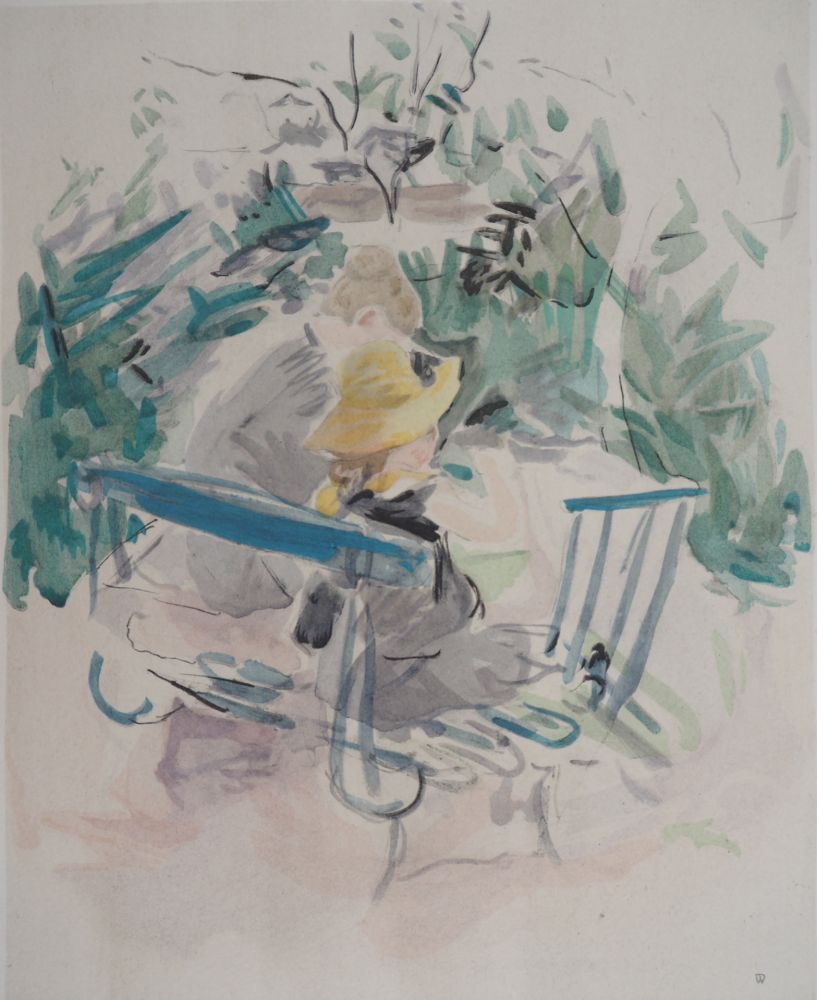 Литография Morisot - Famille sur un banc