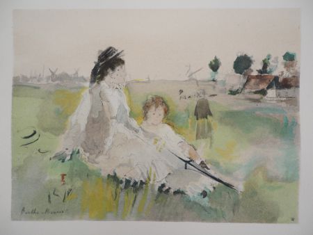 Литография Morisot - Famille à la campagne