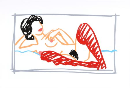 Сериграфия Wesselmann - Fast Sketch Red Stocking Nude