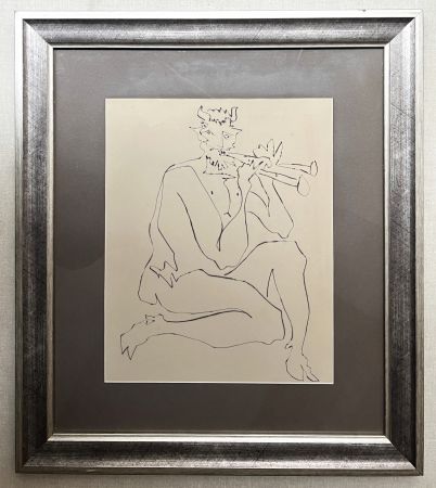 Гравюра Сухой Иглой Picasso - FAUNE À LA FLÛTE DOUBLE (Deux Contes, 1948)