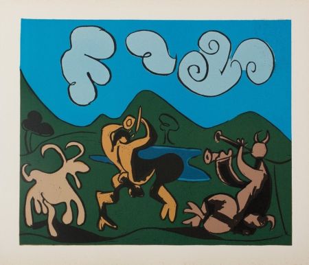 Линогравюра Picasso - Faunes et chèvre