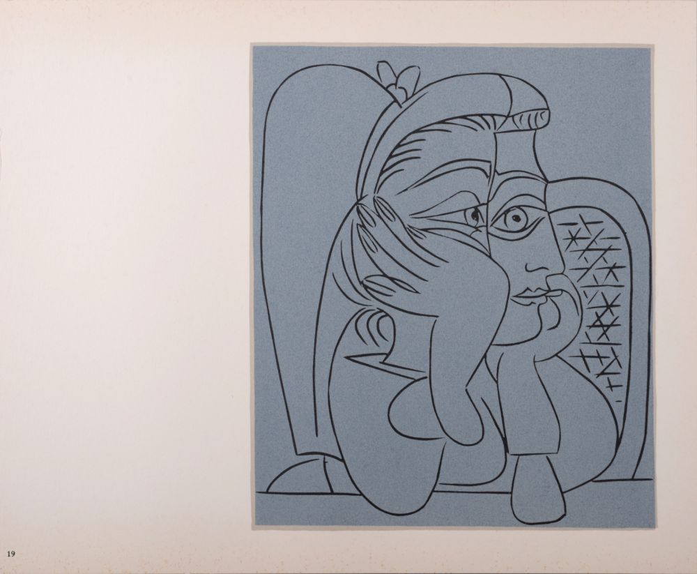 Линогравюра Picasso (After) - Femme accoudée, 1962
