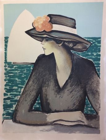 Литография Cassigneul  - Femme au chapeau.