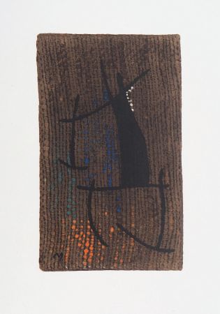 Литография Miró - Femme au fond marron