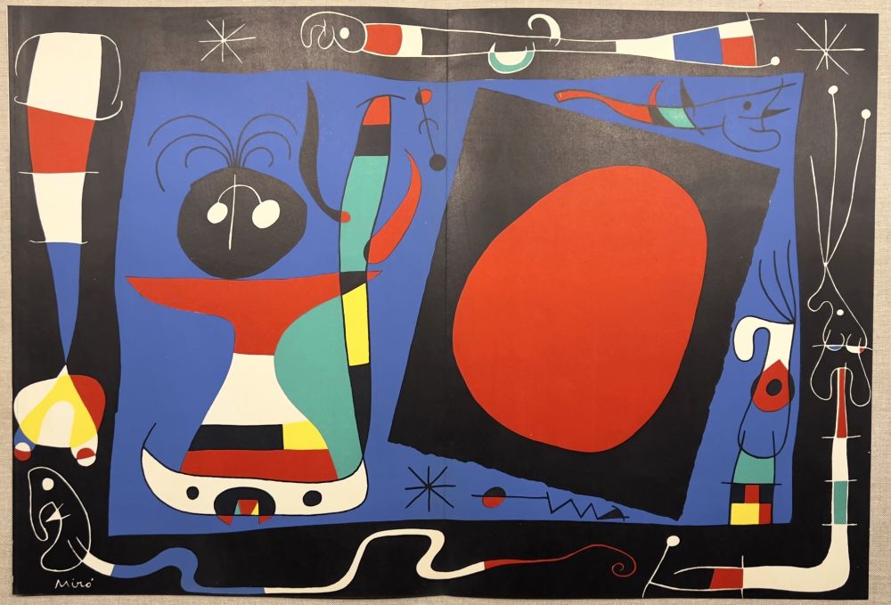 Литография Miró - FEMME AU MIROIR. Lithographie originale de 1956