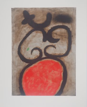 Литография Miró - Femme au tabouret