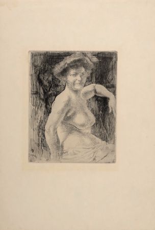 Гравюра Besnard - Femme blonde à sa toilette, 1911