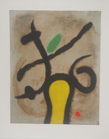 Литография Miró - Femme et oiseau