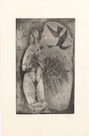 Офорт Friedlaender - Femme et oiseaux