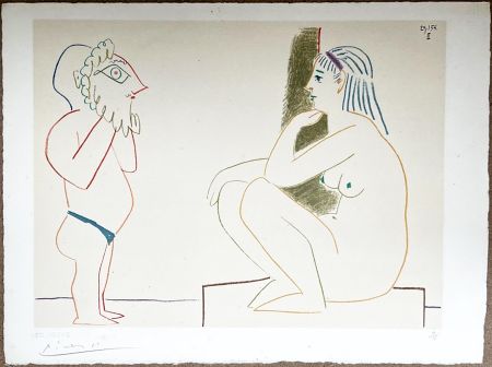 Литография Picasso - FEMME ET SATYRE (de La Comédie Humaine, 1954)