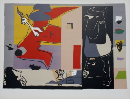 Литография Le Corbusier - Femme Unicorne et Taureau Noir