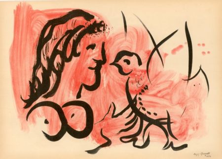 Трафарет Chagall - FEMME À L'OISEAU (1954) de l'album : Douze Contemporains par J. Lassaigne (1959)