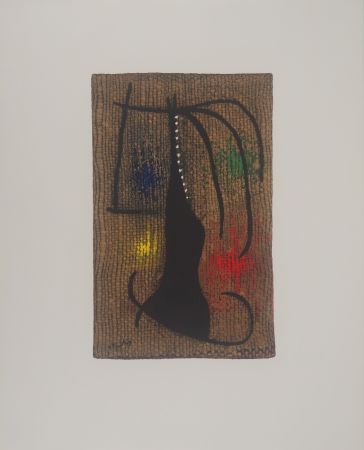 Литография Miró - Femme à l'arc en ciel