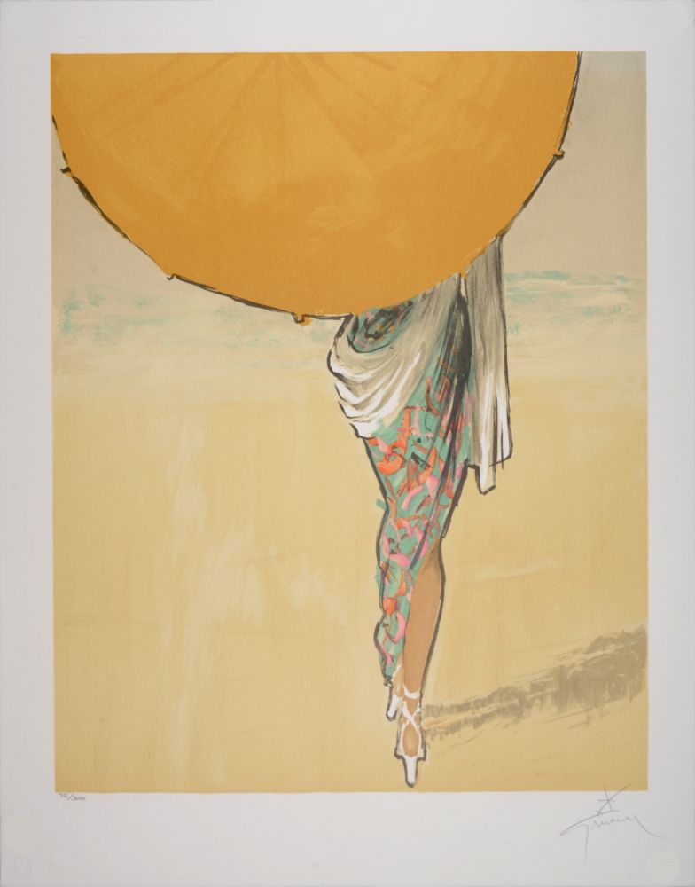 Литография Gruau - Femme à l'ombrelle, 1990 - Hand-signed!