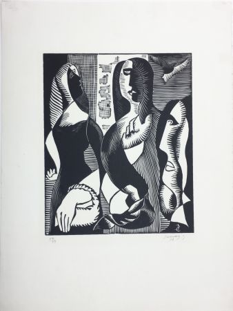 Гравюра На Дереве Survage - Femmes Cubistes (Paris, 1933)