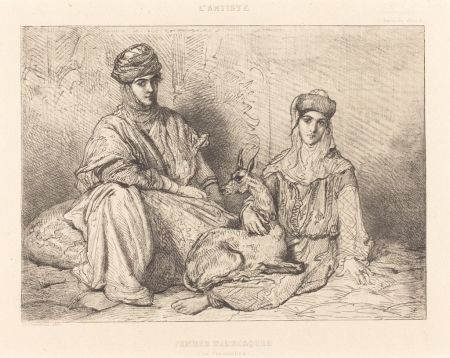 Гравюра Chassériau - Femmes mauresques (de Constantine)
