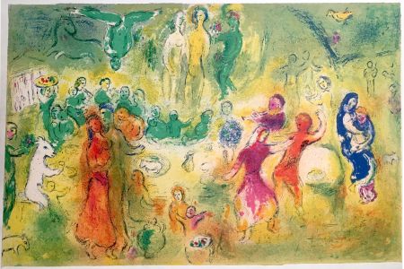 Литография Chagall - FESTIN NUPTIAL DANS LA GROTTE DES NYMPHES (Daphnis & Chloe - 1961)