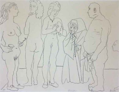 Литография Picasso - Figures and dove