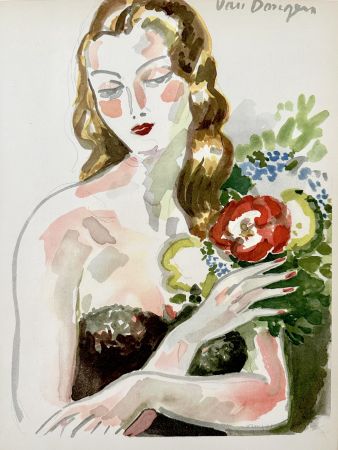 Литография Van Dongen - Fille au Fleurs