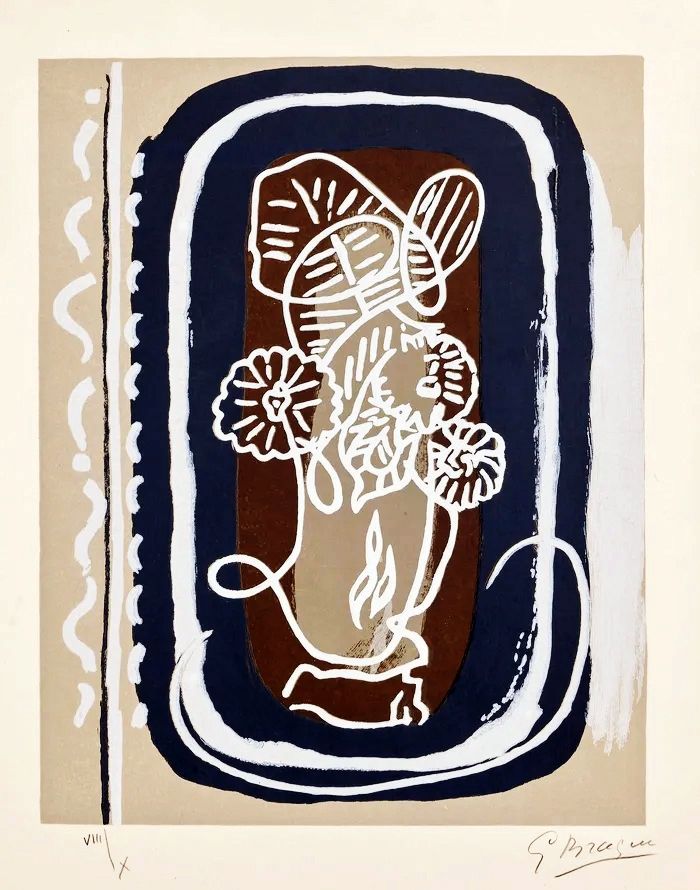 Гравюра На Дереве Braque - Fleurs blanches