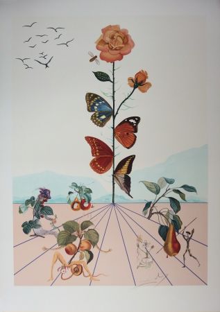 Литография Dali - Flordali II - La rose papillon