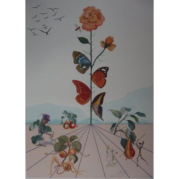 Литография Dali - Flordali II : la rose papillon