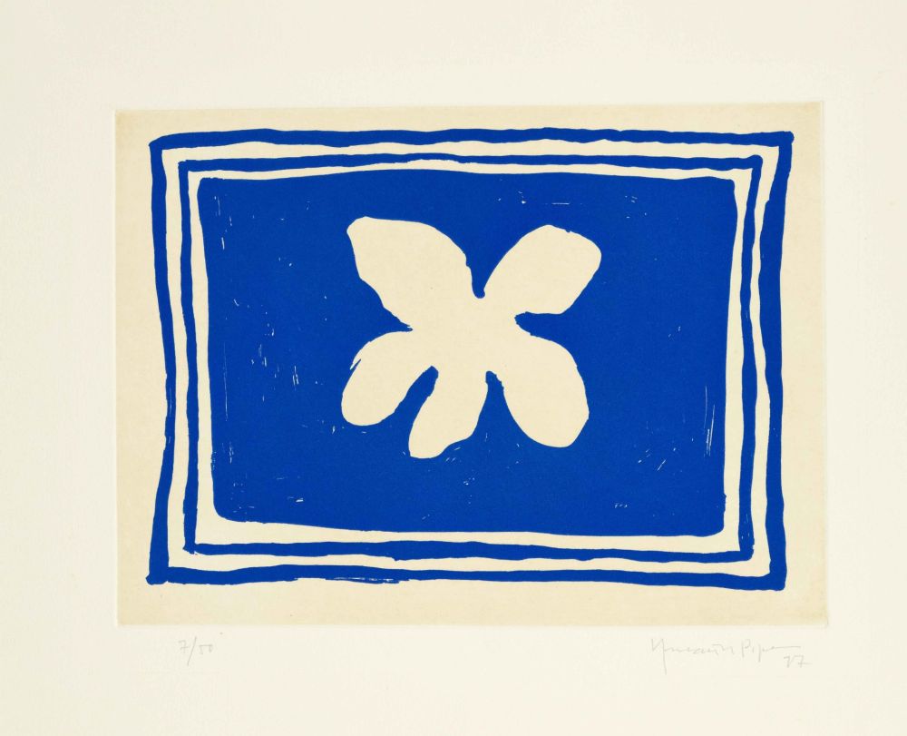 Акватинта Hernandez Pijuan - Flower in blue frame (Flor blava)