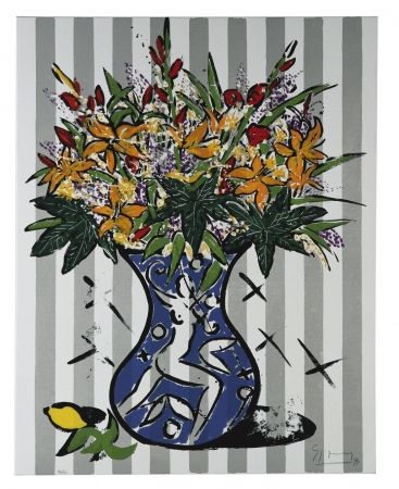 Сериграфия Szczesny - Flowers on Stripes