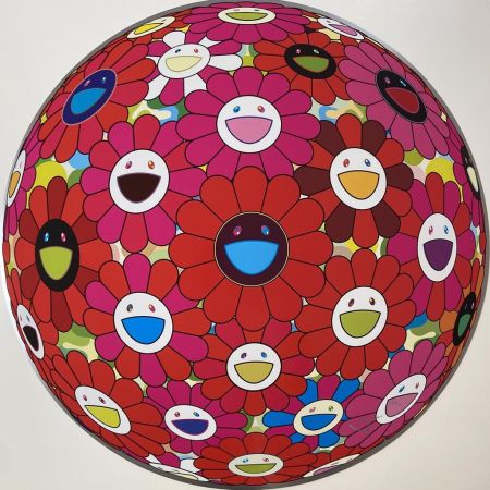 Литография Murakami - Flowersball (3D) - Red, Pink, Blue