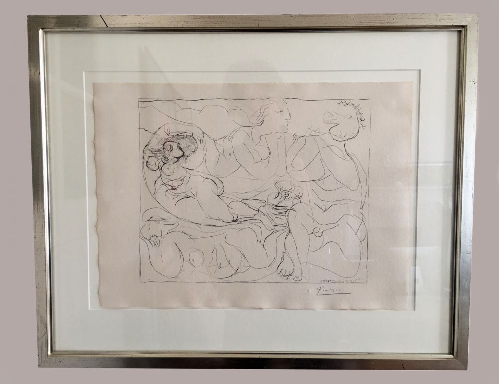 Литография Picasso - Flûtiste et trois Femmes nues' de la 'Suite Vollard', 1932