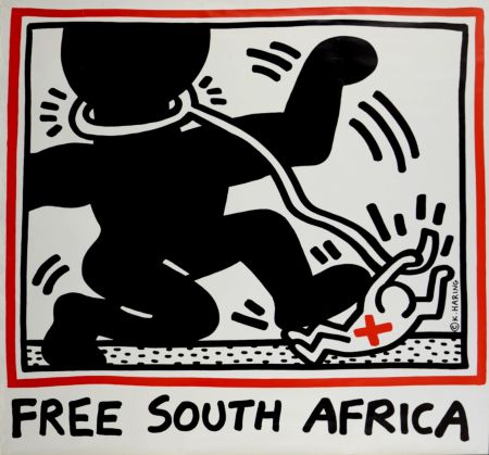 Литография Haring - Free South Africa, 1985 -  Large poster!
