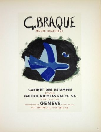 Литография Braque - G. Braque  Oeuvres Graphiques Nicolas Rauch  Genéve  1958