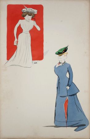 Литография Goursat - Gaby Darcel et Marthe Helly, 1901