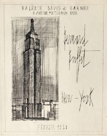 Гравюра Buffet - Galerie David et Garnier - 6 Avenue Matignon Paris (Empire State Building)