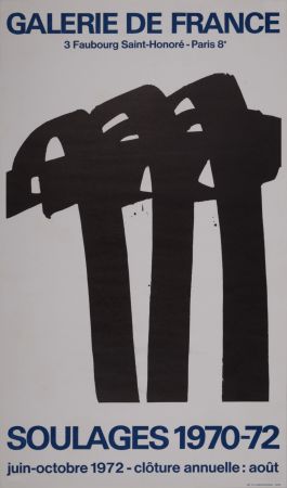 Литография Soulages - Galerie de France, 1972 - Scarce!