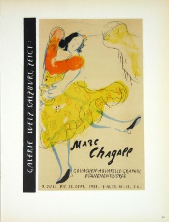 Литография Chagall - Galerie Welz Salzburg - Gouachen-Aquarelle-Graphik Bûhnenentwûrfe
