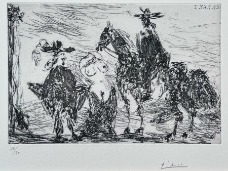 Офорт Picasso - Gentilhomme, femme honteuse et reître 