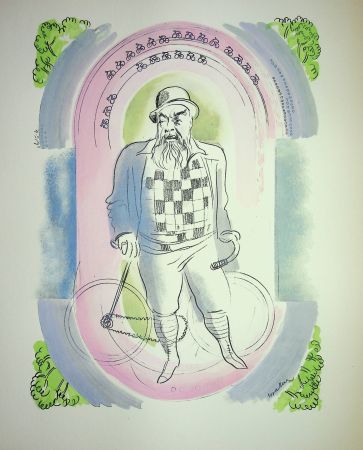 Литография Uzelac - Gentleman à Vélo