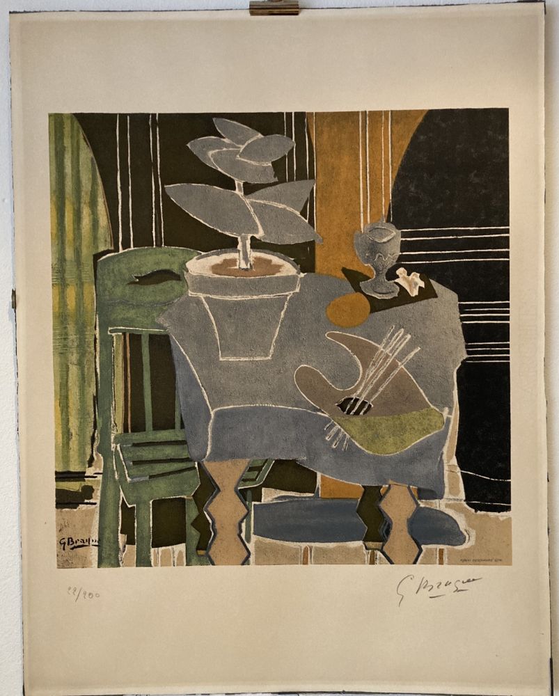 Литография Braque - Georges Braque (1882-1963) Nature morte à la palette, 1960. 