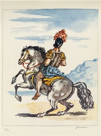 Литография De Chirico - Giorgio De Chirico (1888–1978) - Il cavaliere solitario - color lithograph - 1968