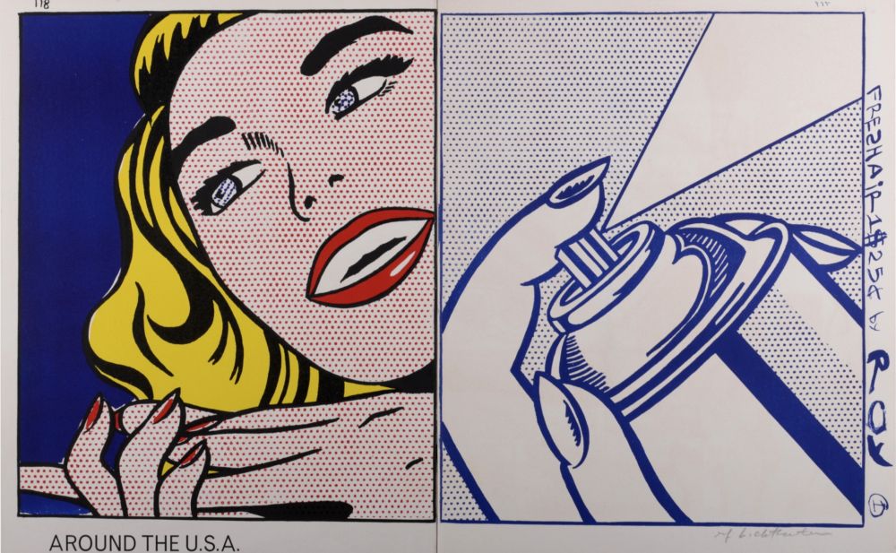 Литография Lichtenstein -  Girl & Spray Can 1964 Hand Signed 