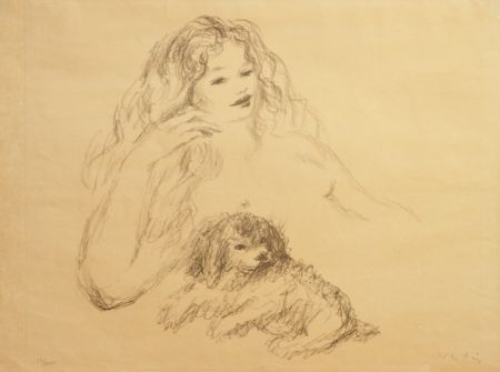 Литография Vertes - GIRL WITH DOG