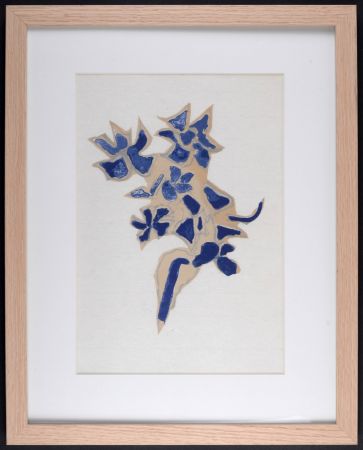 Литография Braque - Giroflée bleue, 1963 - Framed