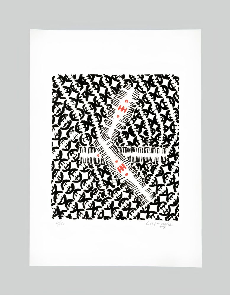 Литография Capogrossi - Giuseppe capogrossi (1900–1972) - Lithography on Fabriano paper - 1957