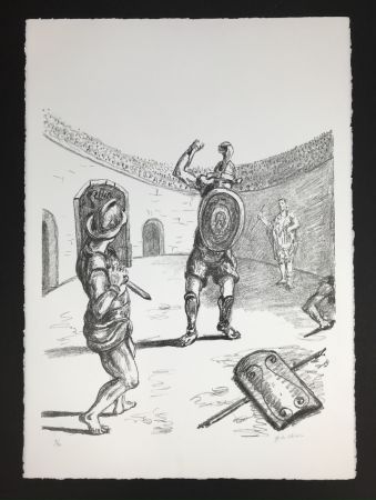 Литография De Chirico - Gladiatori nell'arena