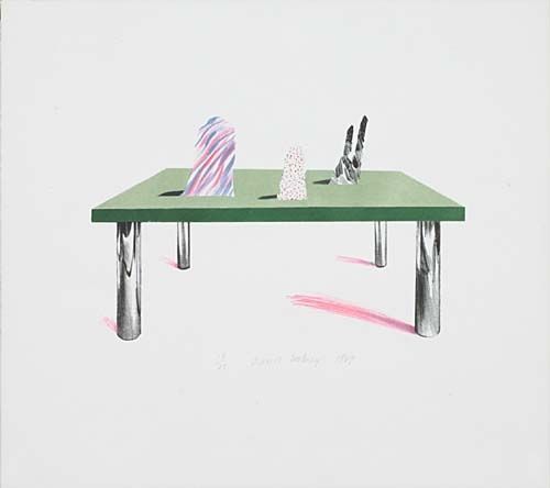 Литография Hockney - Glass Table with Objects