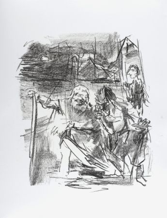 Литография Kokoschka - Gloucester led by an old man, 1963