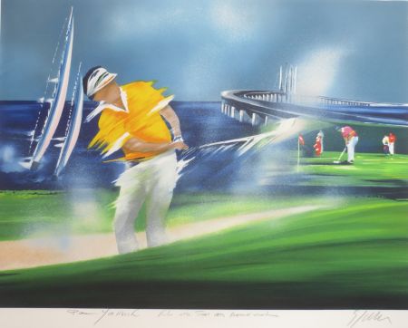Литография Spahn - Golfeur jaune